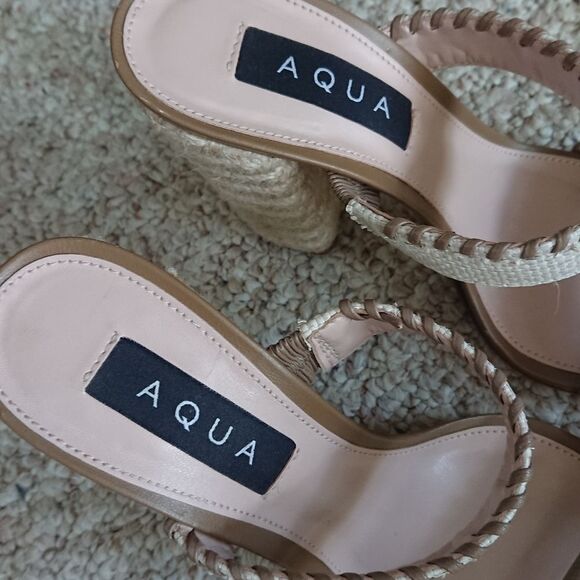 AQUA Almond Toe Woven block Heel Sandals size 36.5 - Picture 10 of 15